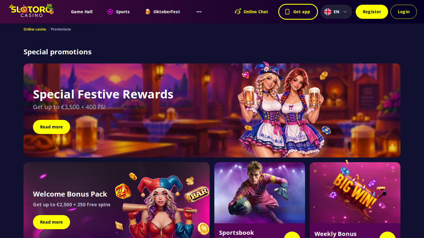Bonusi un akcijas Slotoro Casino