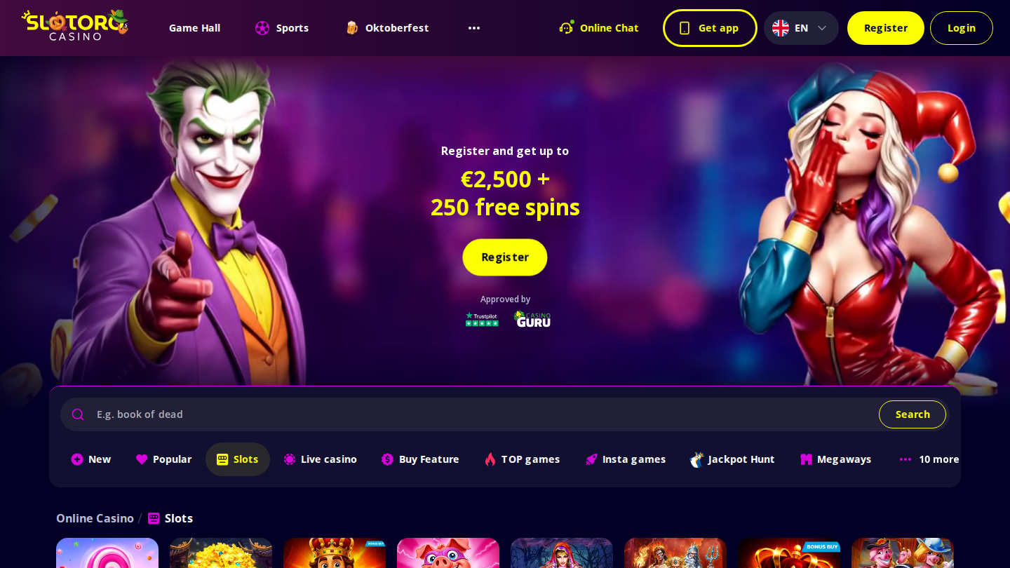 Spēļu klāsts: sloti un jackpot spēles